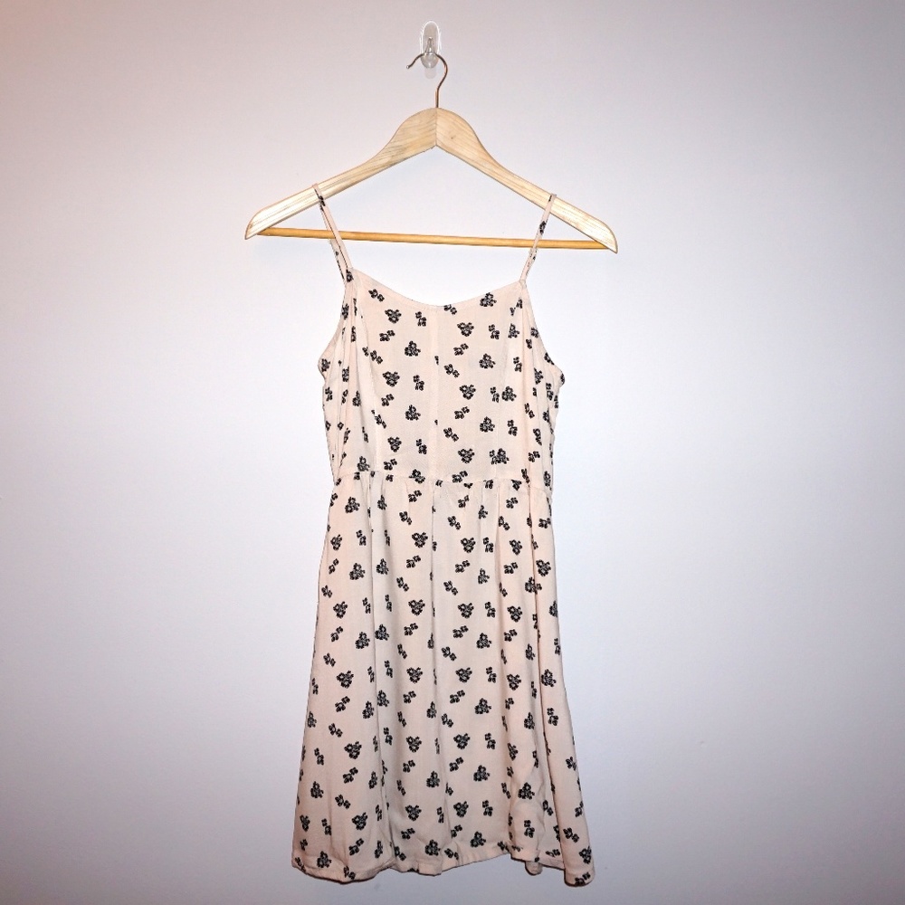 Light Pink Dress with Black Print Flowers